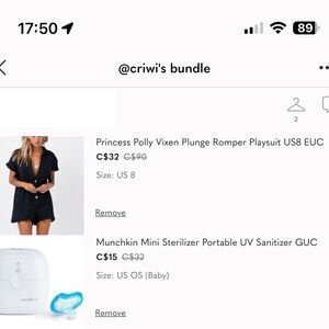 Custom CCO bundle Princess Polly Romper and mini sterilizer  for criwi